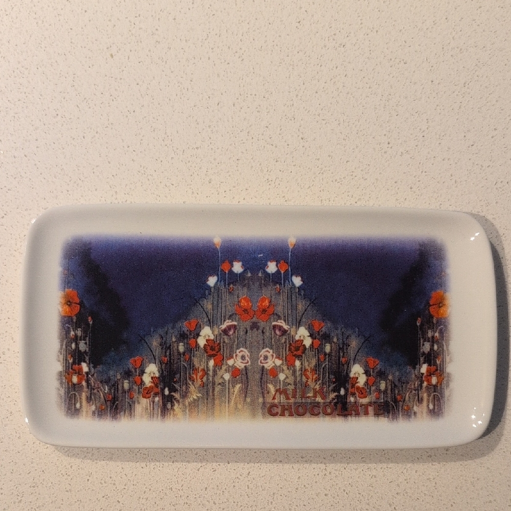 Vintage Cadbury Blue and Red Floral Tray